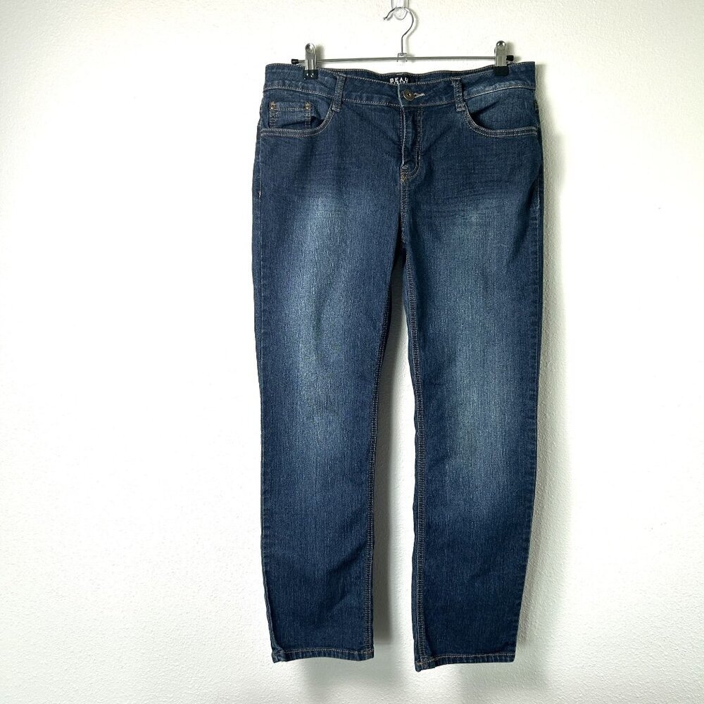 Beau Dawson Jeans Womens‎ Petite 14 14P Blue Straight Leg Stretch Embroidered